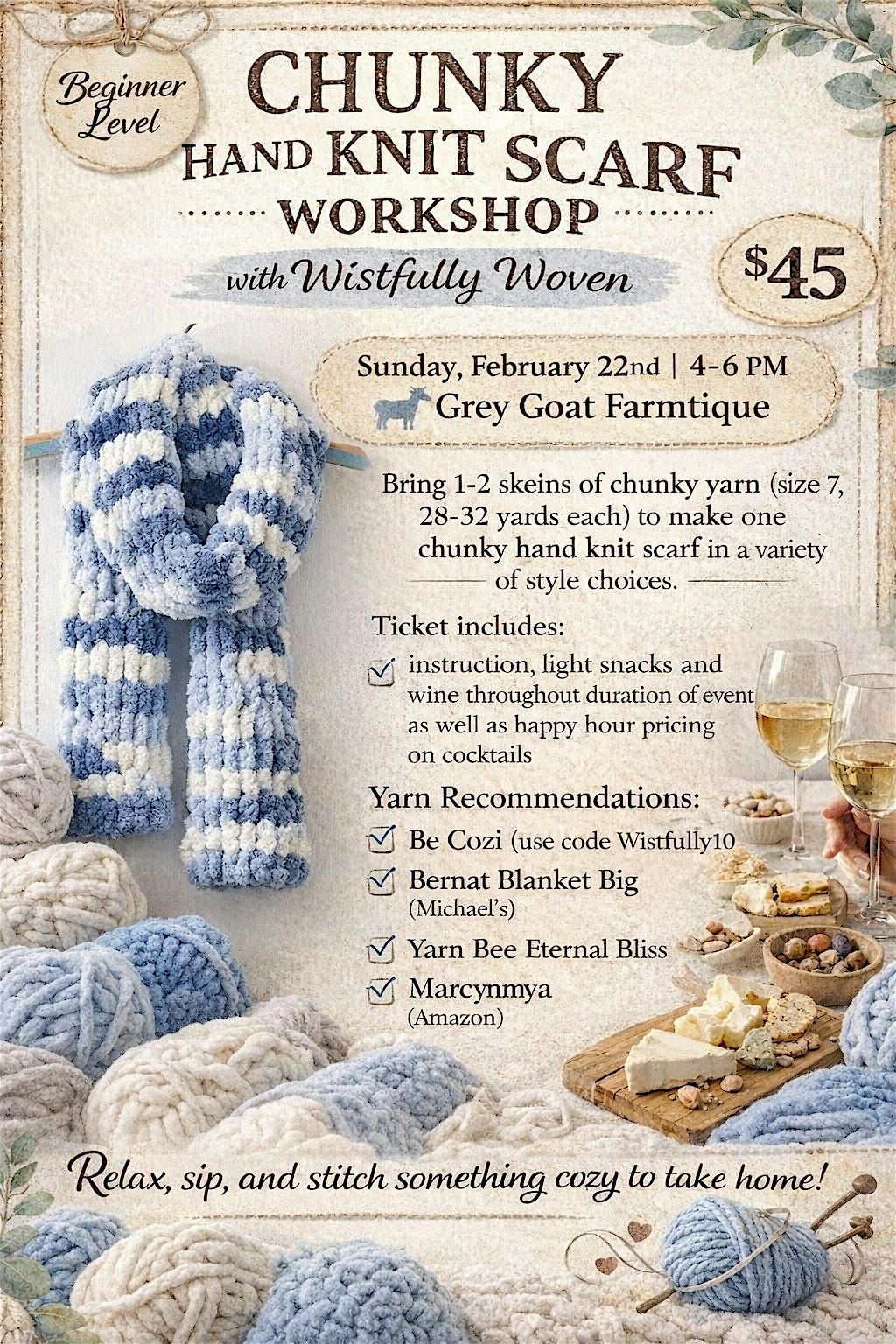 Chunky Hand Knit Scarf Workshop