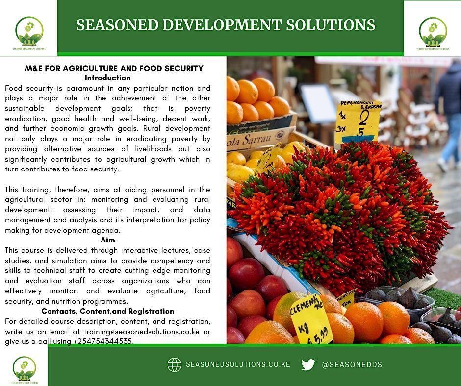 Monitoring and Evaluating Agriculture, Food Security and Nutrition Programs | Online Event | AllEvents.in