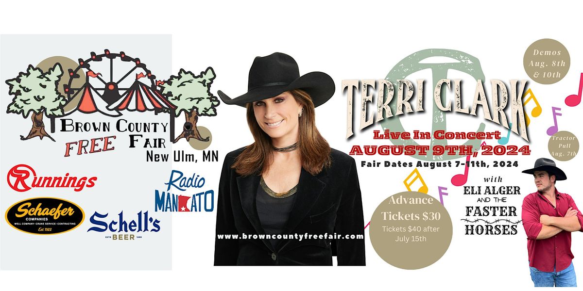 Terri Clark with Eli Alger and the Faster Horses, Brown County Fairgrounds,  New Ulm, 9 August 2024 | AllEvents.in