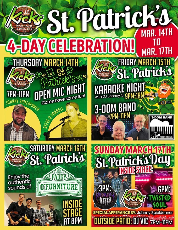 St. Patricks Day Weekend at JF Kicks, 3345 Lithia Pinecrest Rd, Valrico