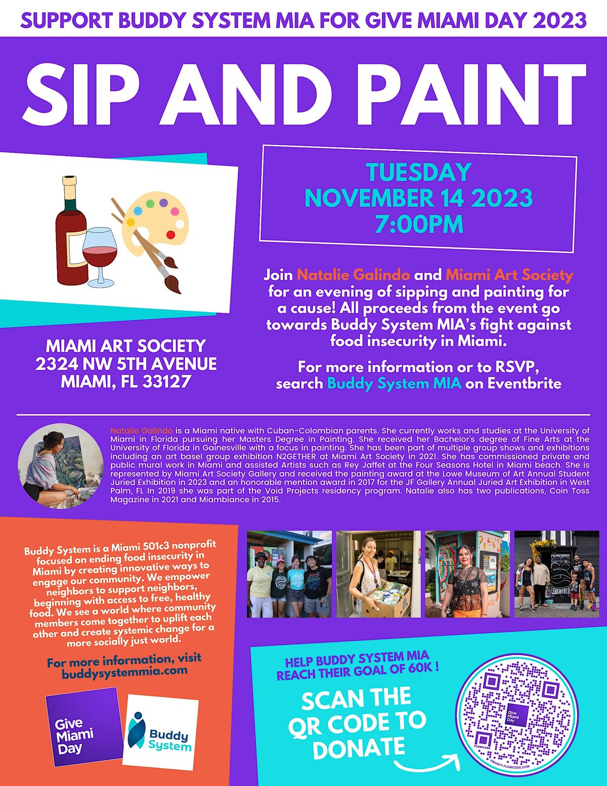 Sip and Paint to benefit Buddy System!, Miami Art Society Gallery