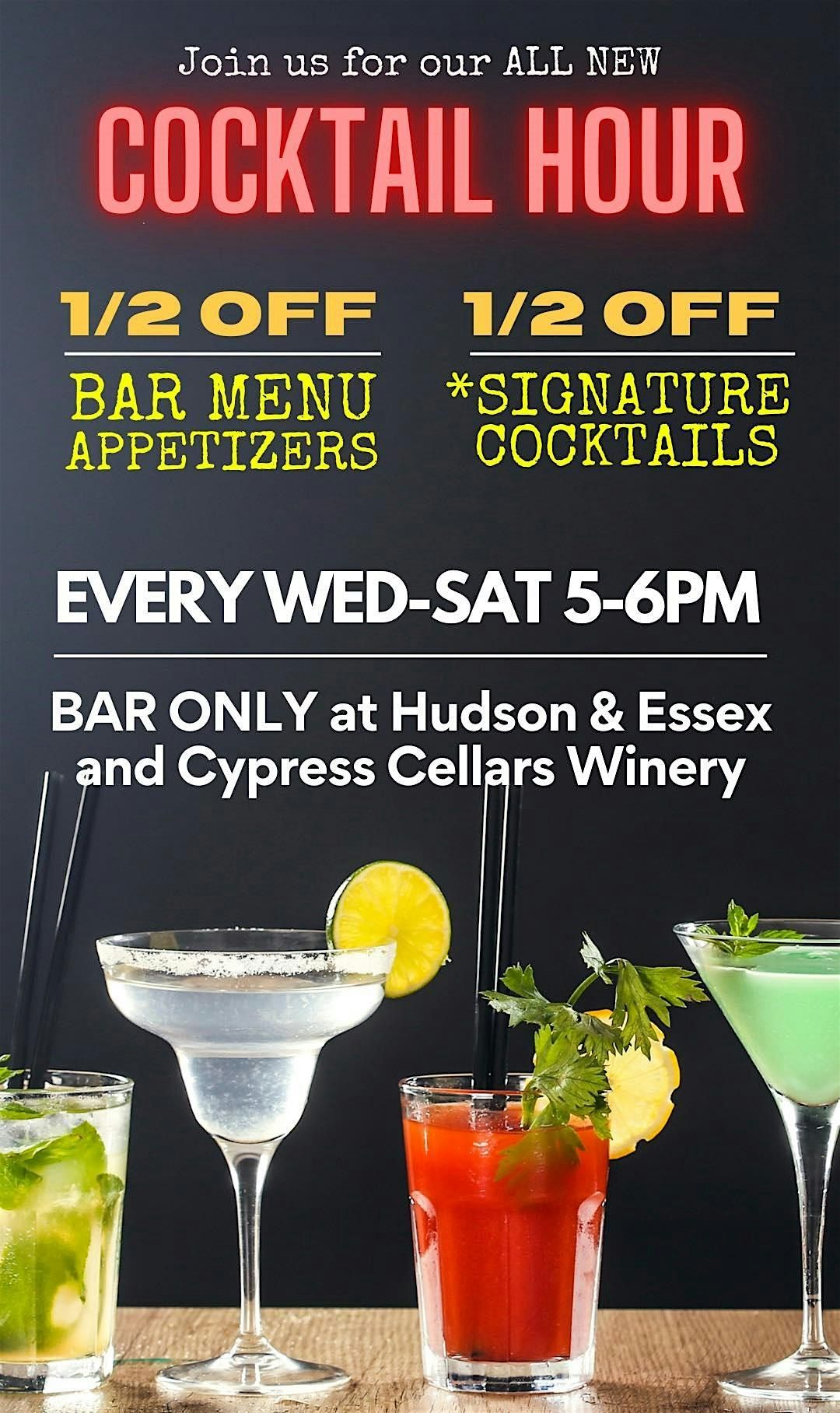 COCKTAIL HOUR Hudson & Essex/Cypress Hill Winery, Hudson & Essex