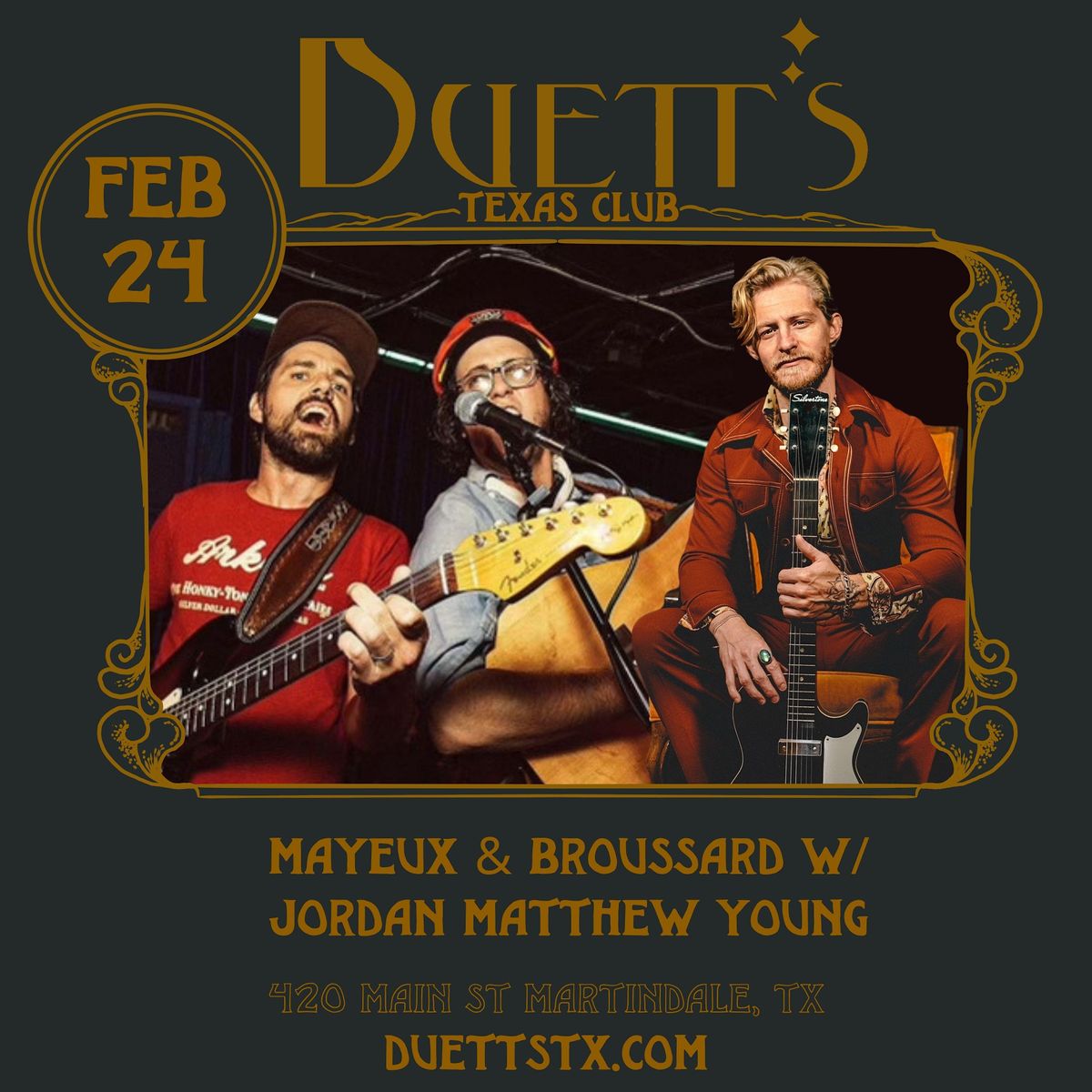 Mayeux & Broussard w/ Jordan Matthew Young, Duett's Texas Club, Main