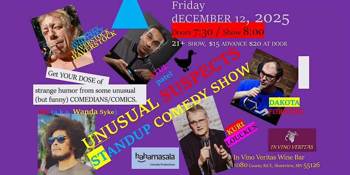 unusual SUSPECTS STANDUP COMEDY SHOW, 12 December | Event in Shoreview | AllEvents