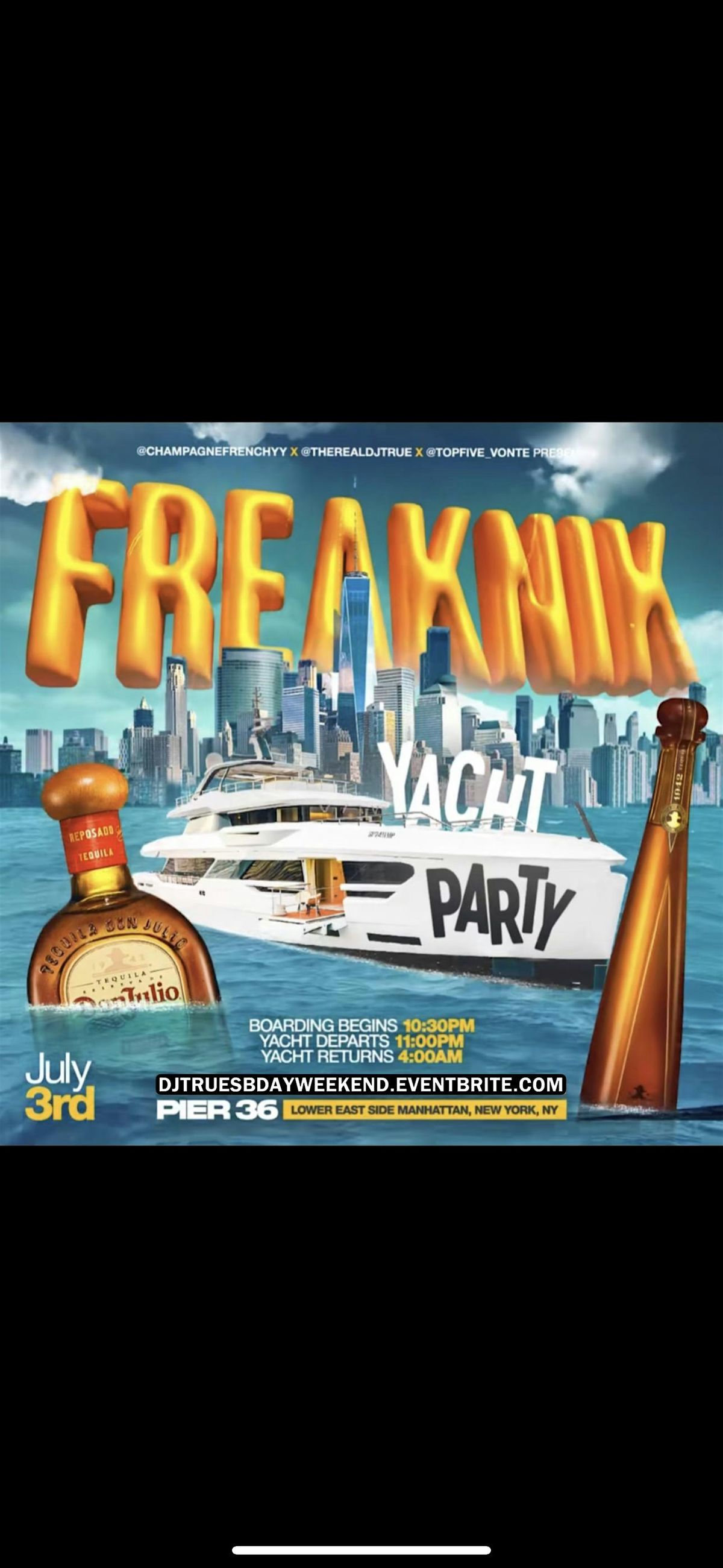 FREAKNIK YACHT PARTY, Pier 36 NYC, New York, 3 July to 4 July