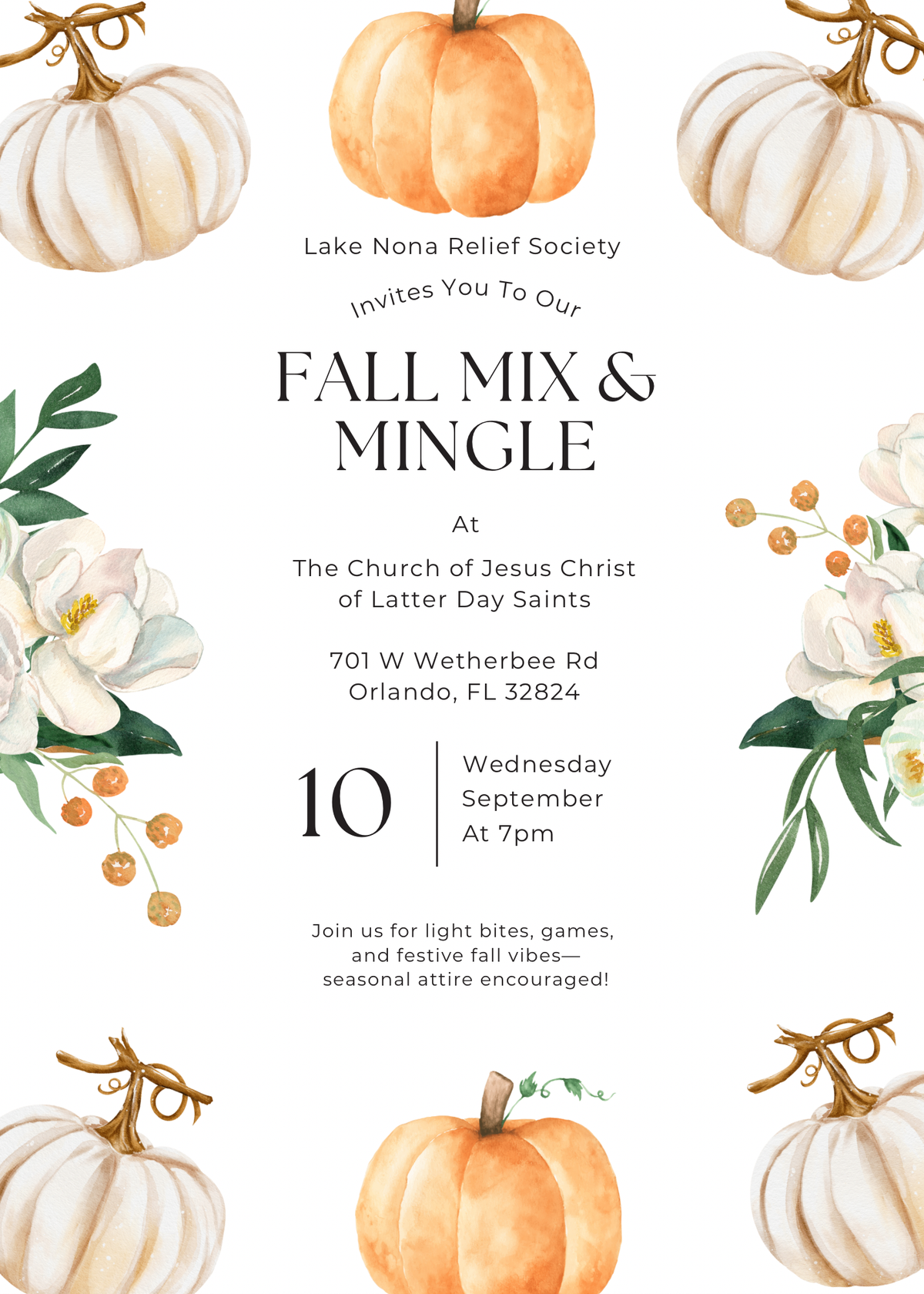 Relief Society Activity - Fall Mix & Mingle, 10 September | Event in Orlando | AllEvents