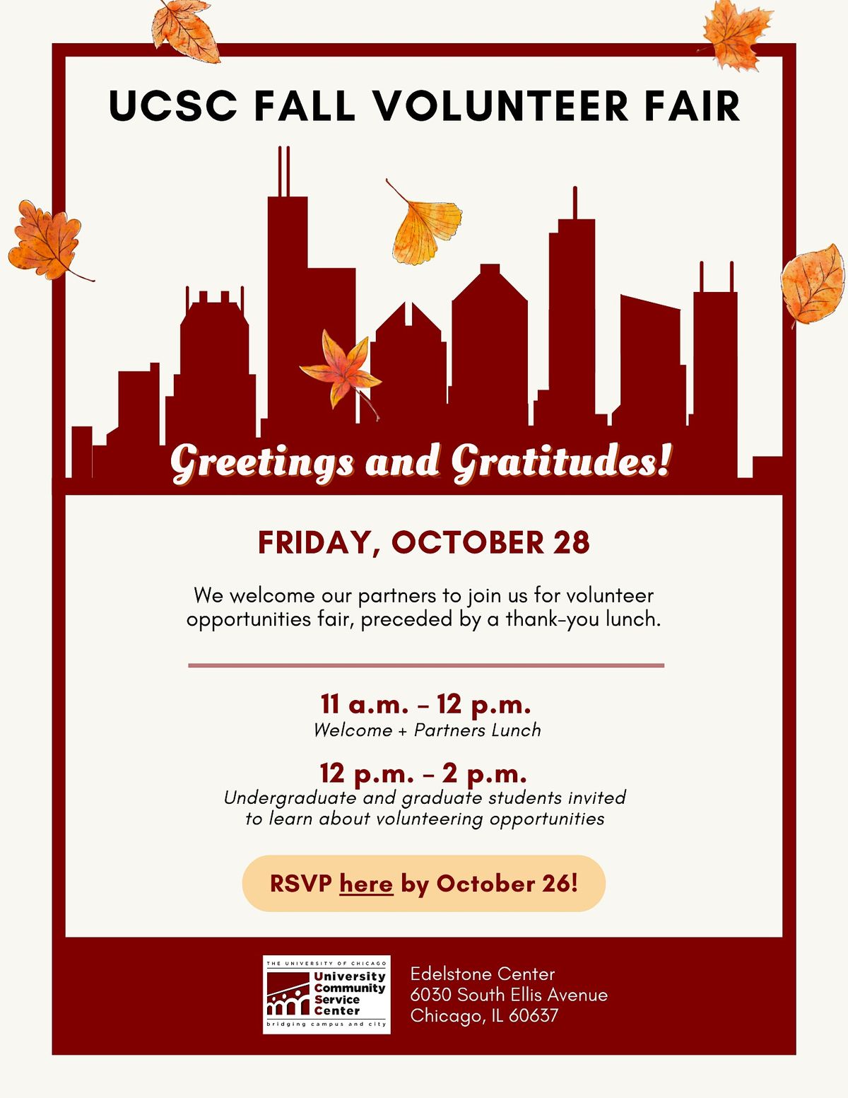 UCSC Fall Volunteer Fair, Edelstone Center, Chicago, October 28 2025