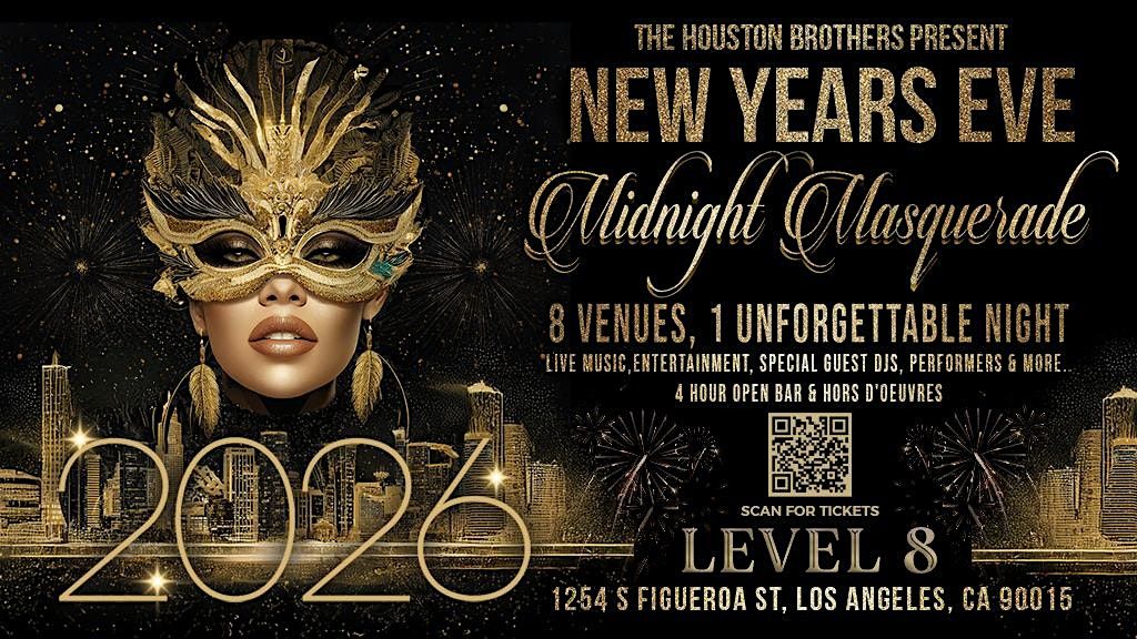 3rd Annual Midnight Masquerade @ Level 8: NYE 2026, 31 December | Event in Los Angeles | AllEvents