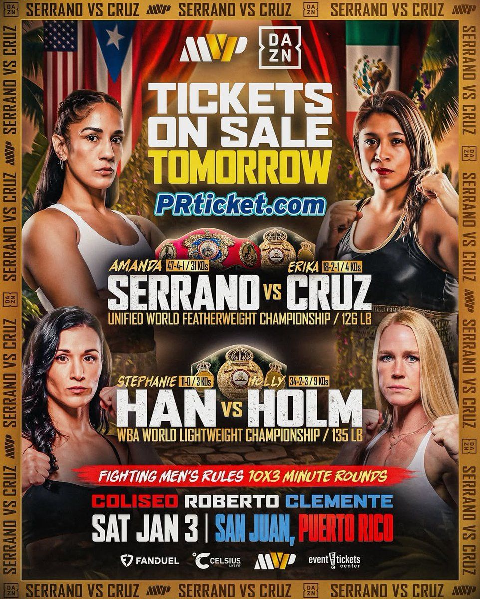 MVP - Most Valuable Promotions: Amanda Serrano vs Erika Cruz at Coliseo Roberto Clemente, 3 January | AllEvents