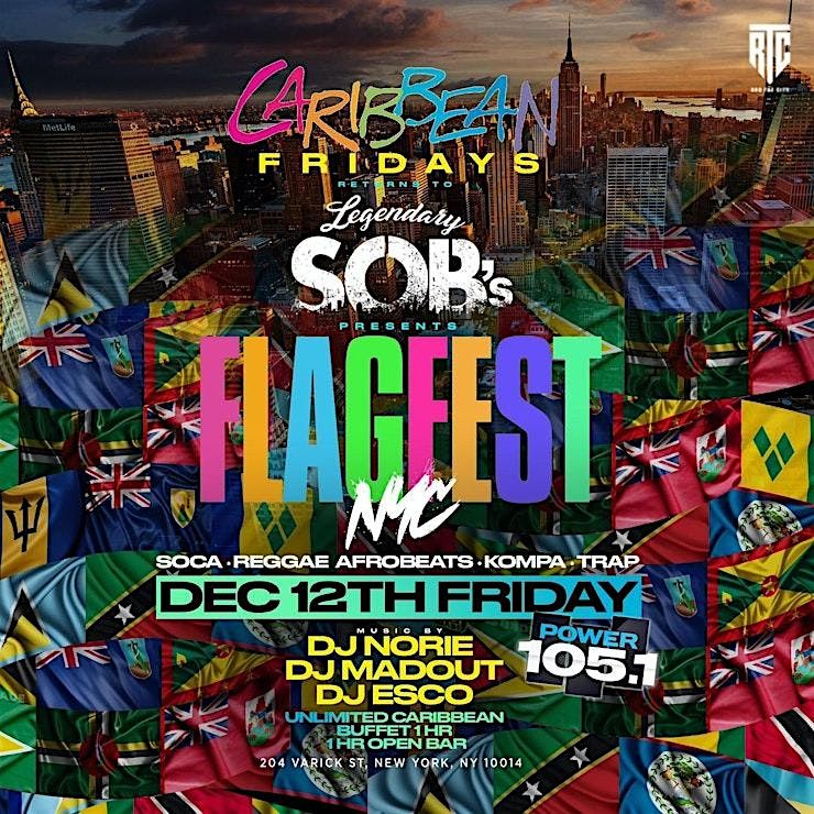 FlagFest NYC at SOBs with Caribbean Buffet + Open Bar, 12 December | Event in New York | AllEvents