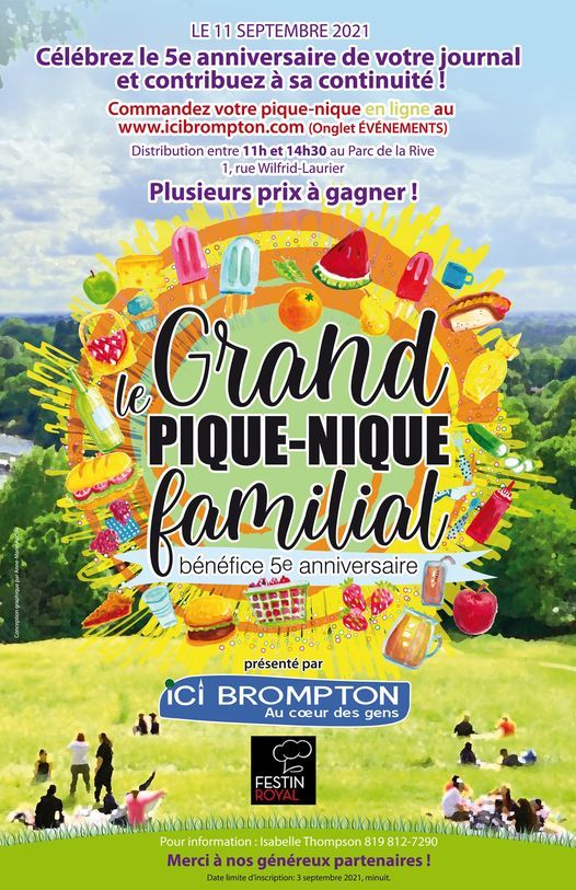 Le Grand Pique Nique Familial Benefice 5e Anniversaire 1 Rue Wilfrid Laurier Sherbrooke Qc J1c 0p3 Canada September 11 21 Allevents In