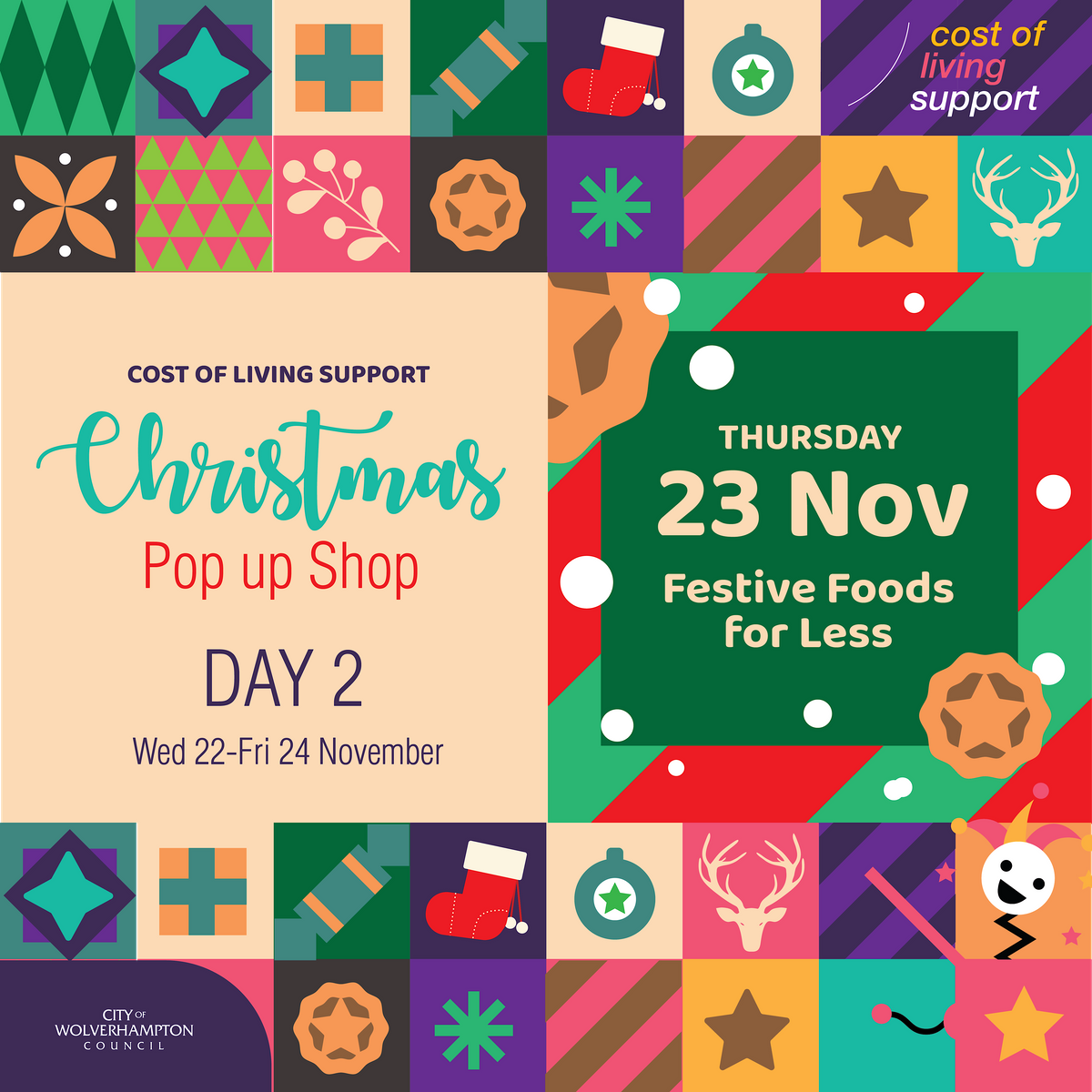 Christmas Cost of Living Pop Up Shop. Day 2 Festive Food for Less