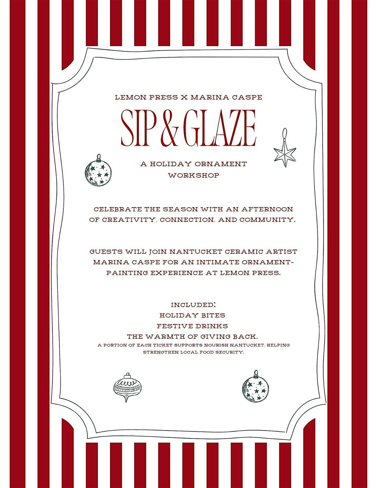 Sip & Glaze: A Holiday Ornament Workshop, 29 November | Event in Nantucket | AllEvents