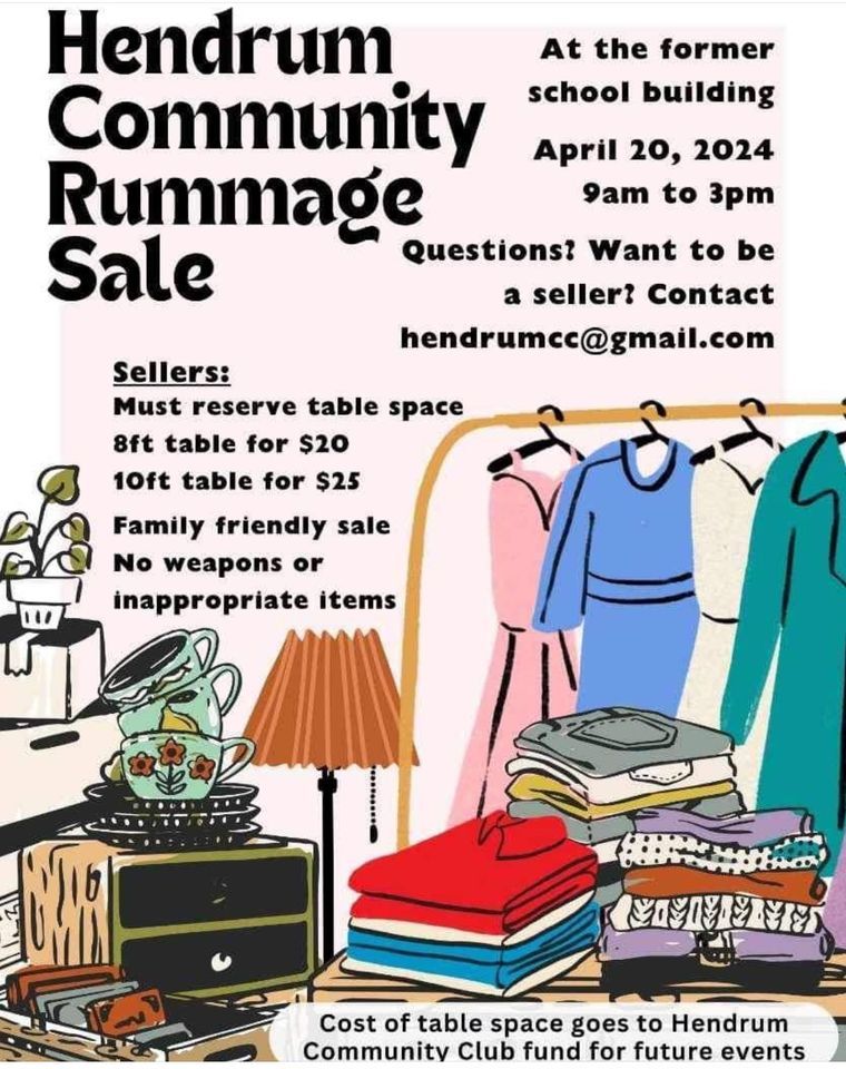 Community Rummage Sale, Norman County West Elementary, Hendrum, April