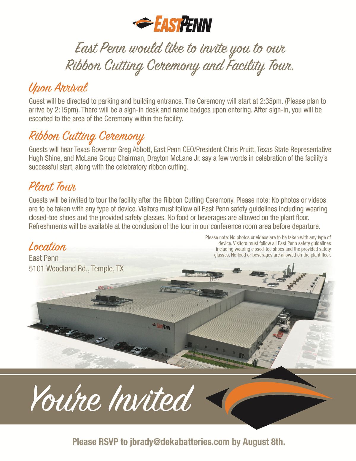 East Penn Manufacturing Grand Opening Temple TX East Penn East Penn Manufacturing Grand Opening Temple TX East Penn