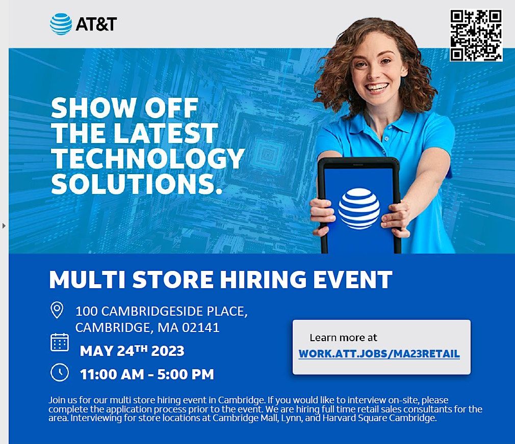 AT&T Sales Consultant Hiring Event - Cambridge, MA Stores, AT&T ...