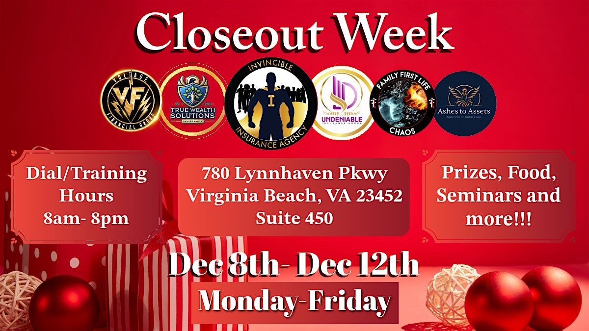 Closeout Week Holiday Edition, 8 December | Event in Virginia Beach | AllEvents