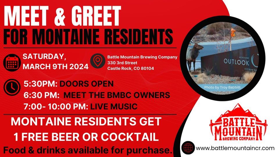 Meet & Greet for Montaine Residents @ BMBC, 330 Third St, 80104, Castle ...