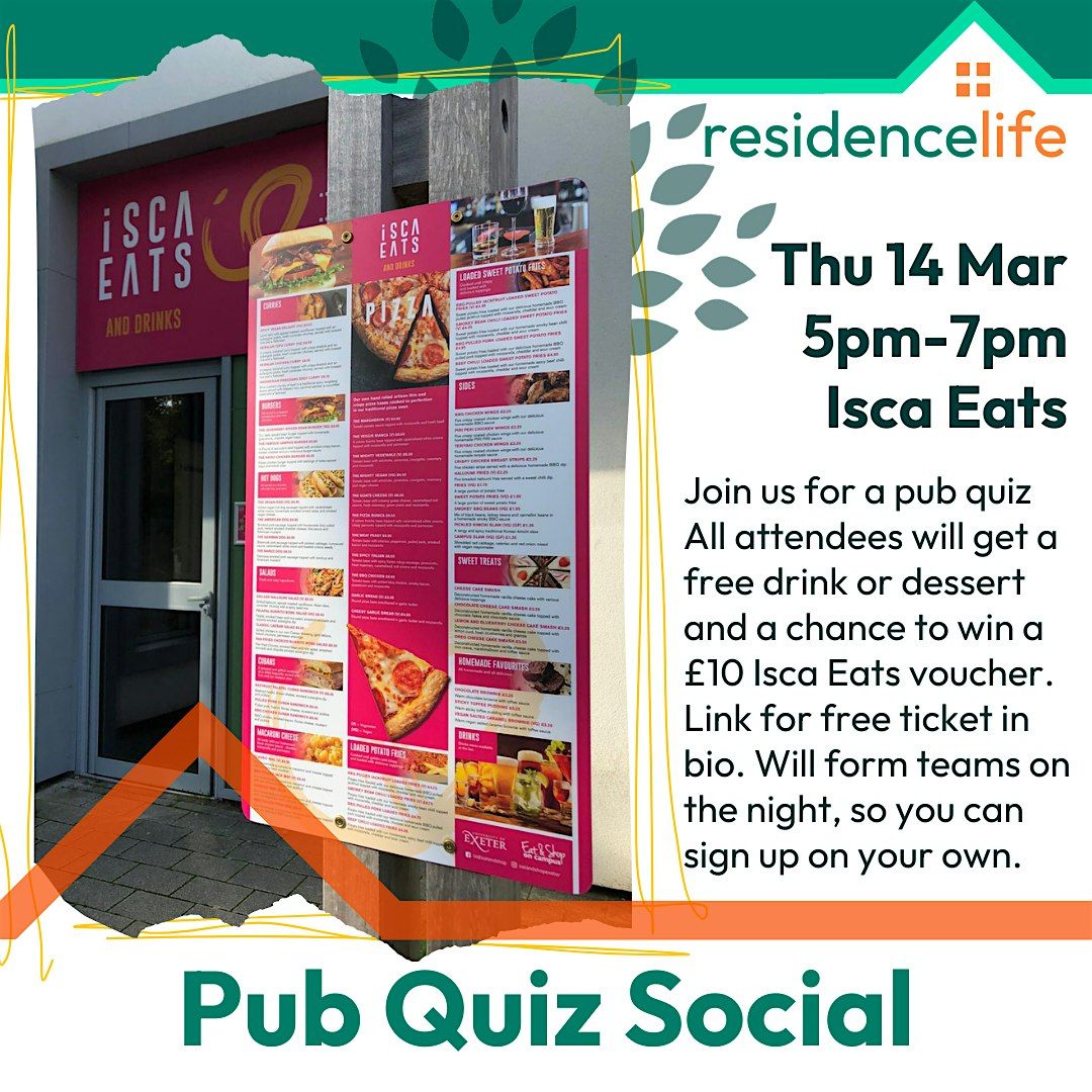 Pub Quiz Social, iSCA Eats, Exeter, 14 March 2024 AllEvents.in
