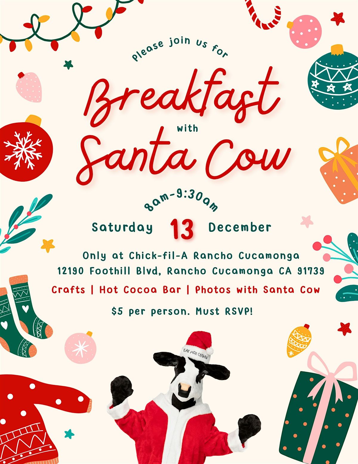 Breakfast with Santa Cow, 13 December | Event in Rancho Cucamonga | AllEvents