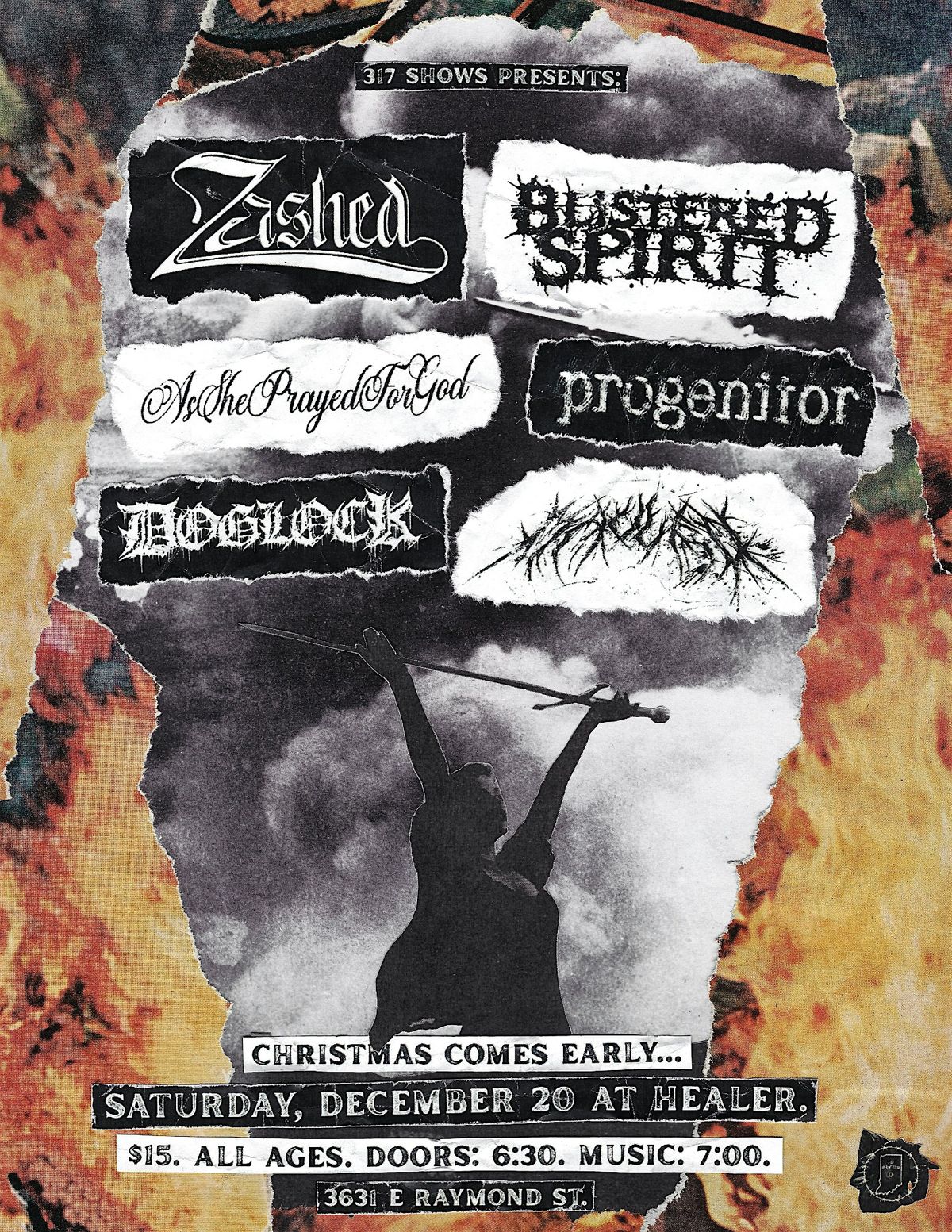 ZASHED / BLISTERED SPIRIT / ASSHEPRAYEDFORGOD / PROGENITOR + MORE @ HEALER, 20 December | Event in Indianapolis