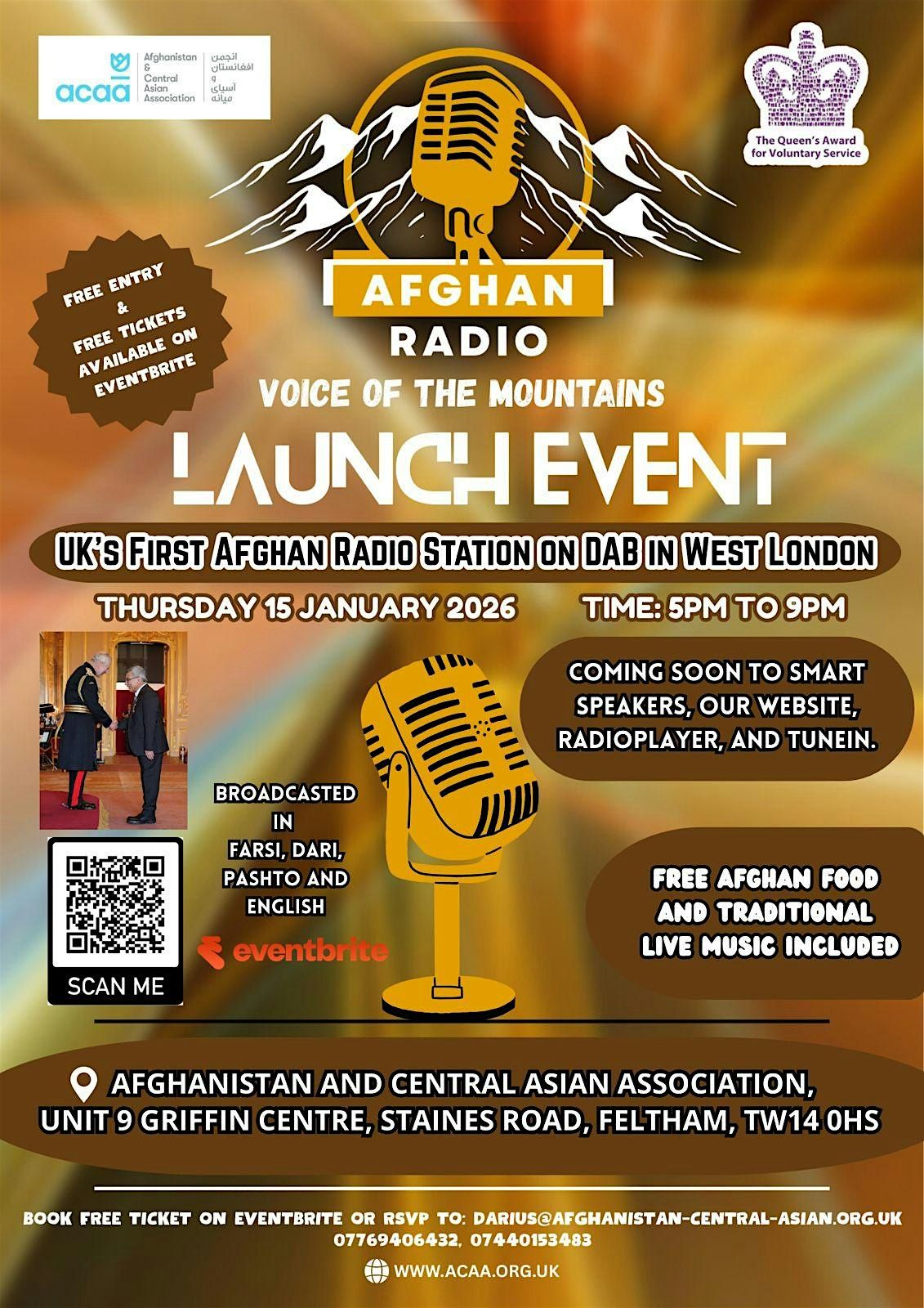 LAUNCH OF AFGHAN RADIO UK, UK'S FIRST AFGHAN RADIO STATION ON DAB, 15 January | Event in Feltham | AllEvents