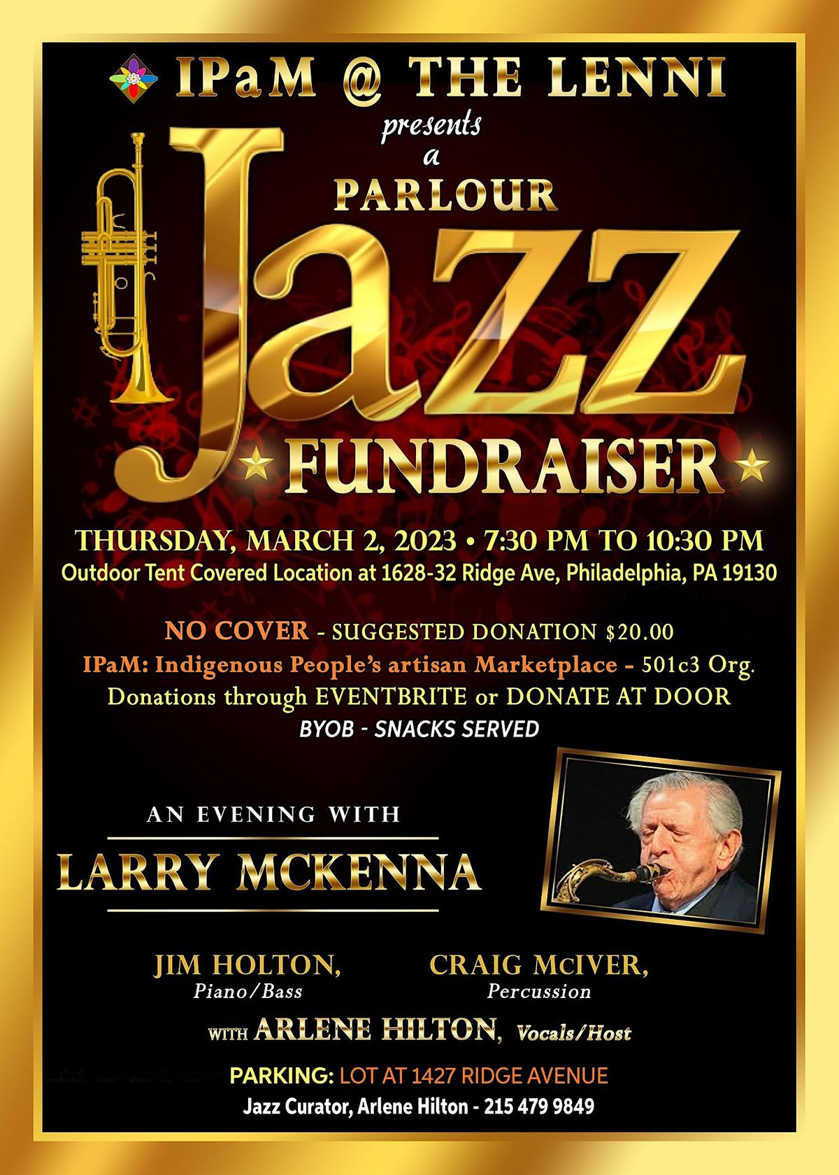 An Evening with Jazz Legend, Saxophonist, LARRY McKENNA, IPaM II at The
