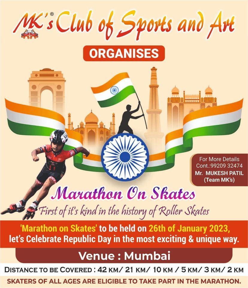 1st Mks Club of sports and art marathon on Skates, Mumbai मुंबई