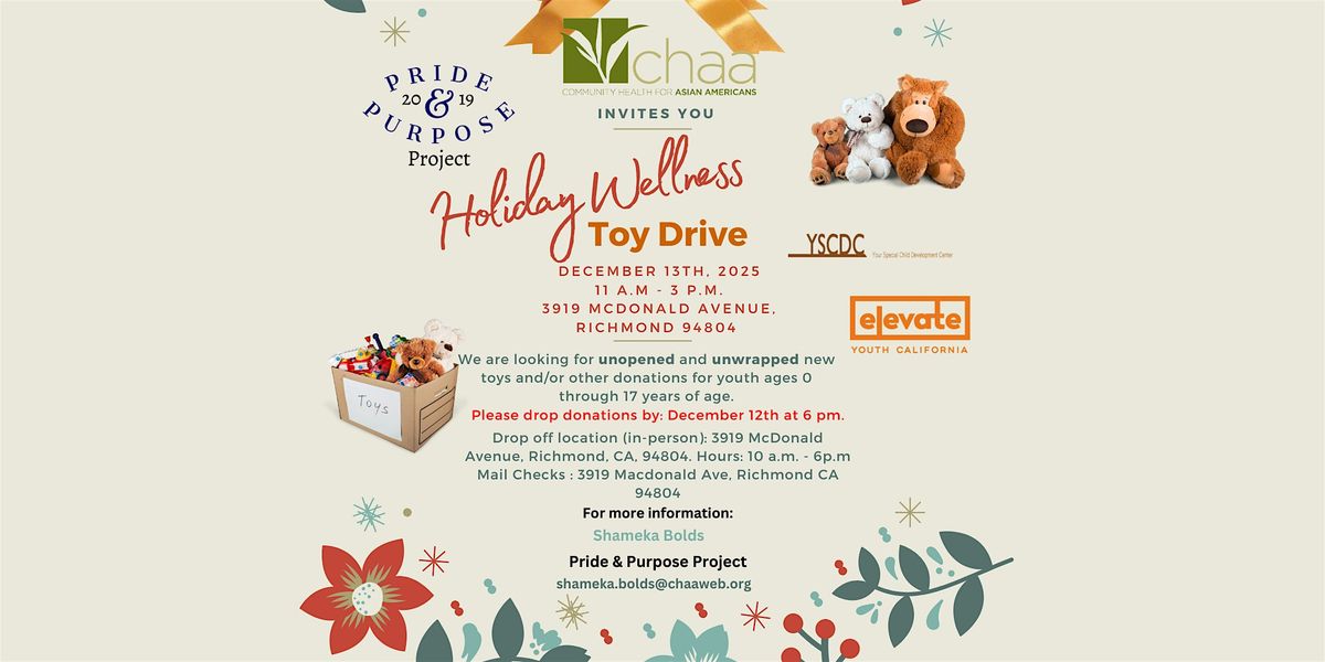 Copy of CHAA Holiday Wellness Toy Drive !!, 13 December | Event in Richmond | AllEvents