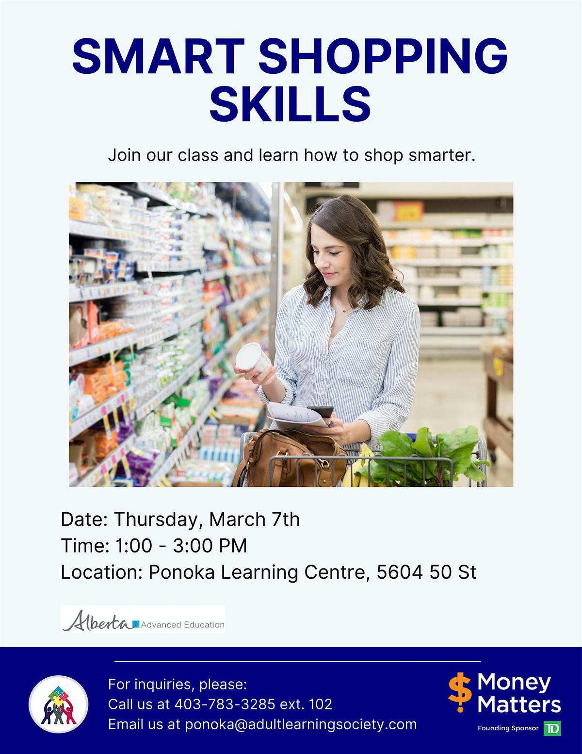 Smart Shopping Skills, Ponoka Learning Centre, March 7 2024 | AllEvents.in