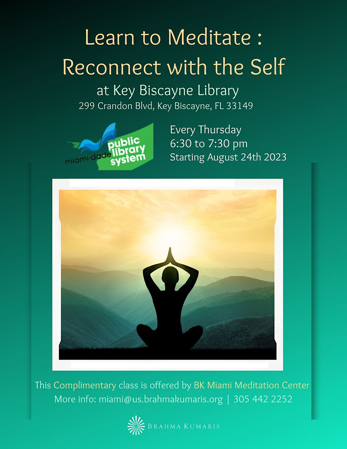 (Thursdays) Learn to Meditate at Key Biscayne Library, Key Biscayne ...