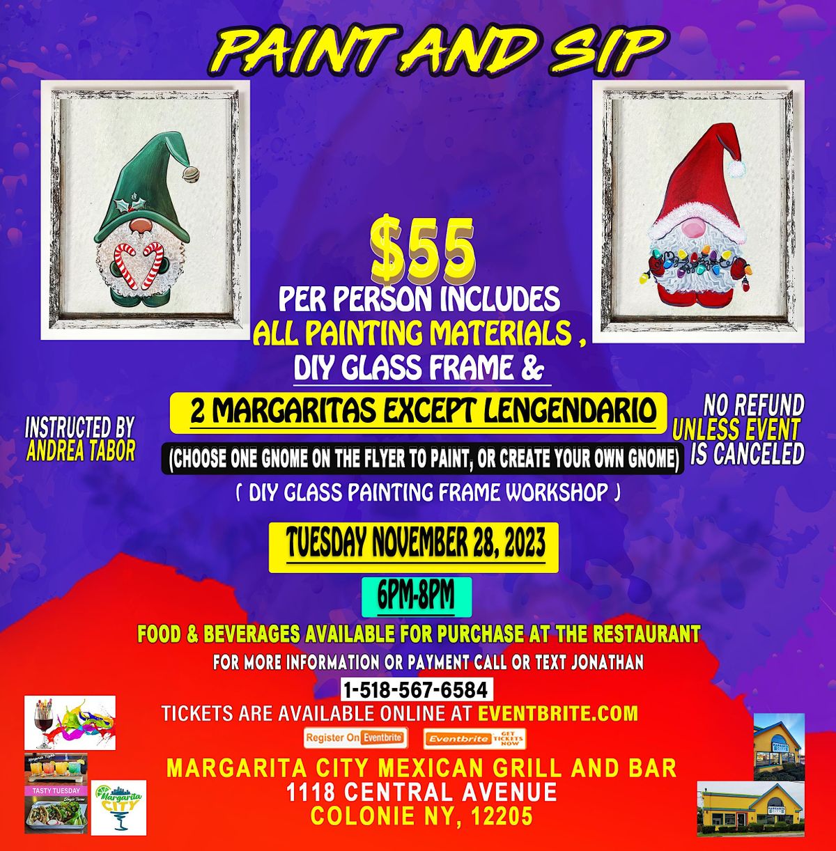 PAINT & SIP ( DIY GLASS PAINTING FRAME ), Margarita City