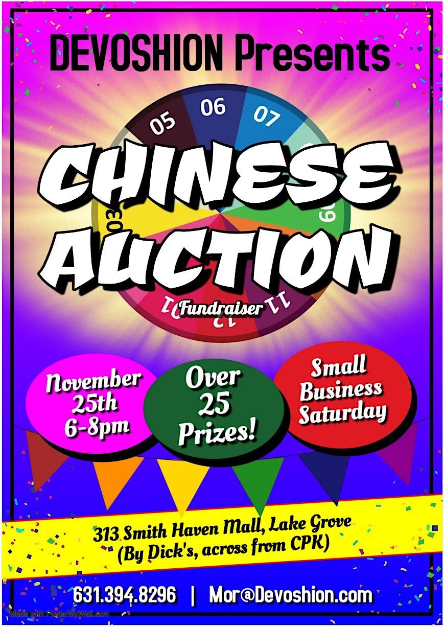 Chinese Auction Fundraiser at Devoshion in the Smith Haven Mall