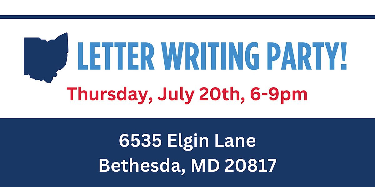 Letter Writing Party for Ohio Election!, 6535 Elgin Ln, Bethesda, 20