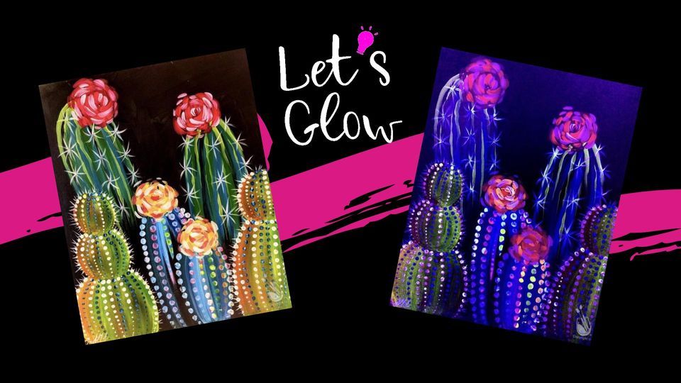 Blacklight Party Neon Cacti, Painting with a Twist (Corpus Christi