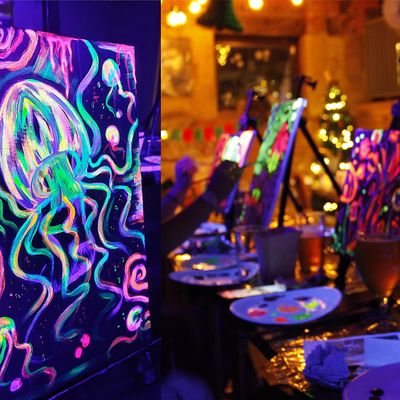 Orchis floral design – flowers made in sheffield UV Painting & Dinner on Valentines day!, The Oast House Bar