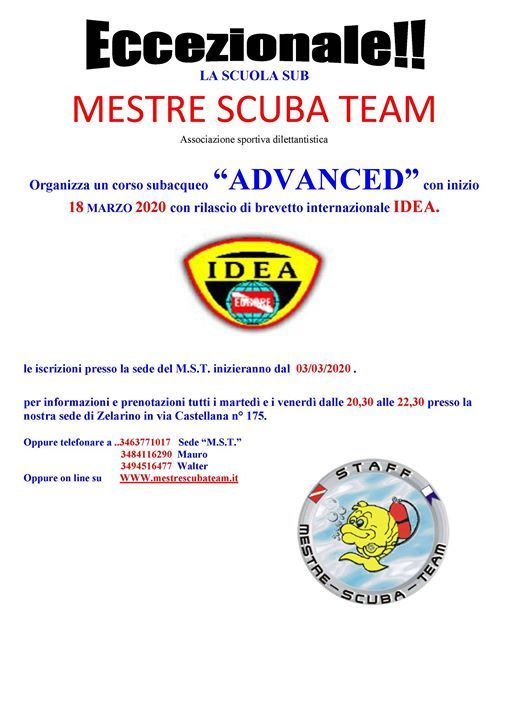 Corso Subacqueo Advanced Open Water Diver Mestre Scuba Team Spinea April 1 Allevents In