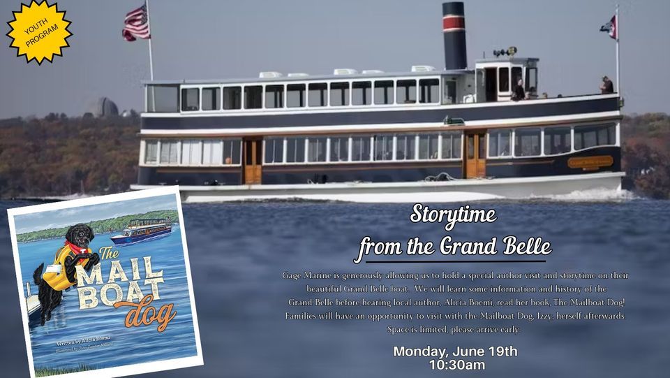 Storytime on the Grand Belle, Lake Geneva Mail Boat Tour, June 19 2023