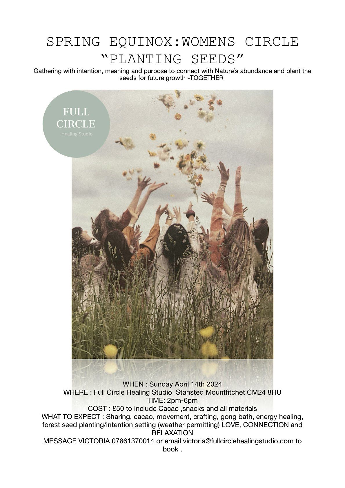 ‘PLANTING SEEDS ‘ SPRING EQUINOX WOMEN’S CIRCLE + GONG BATH, FULL