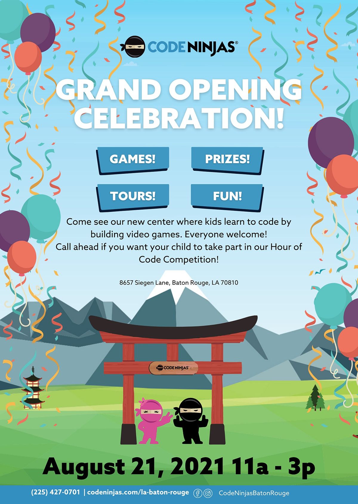 Code Ninjas Grand Opening Hack A Thon Event Code Ninjas Baton Rouge August 21 2021 Allevents In Thon 2022 Events