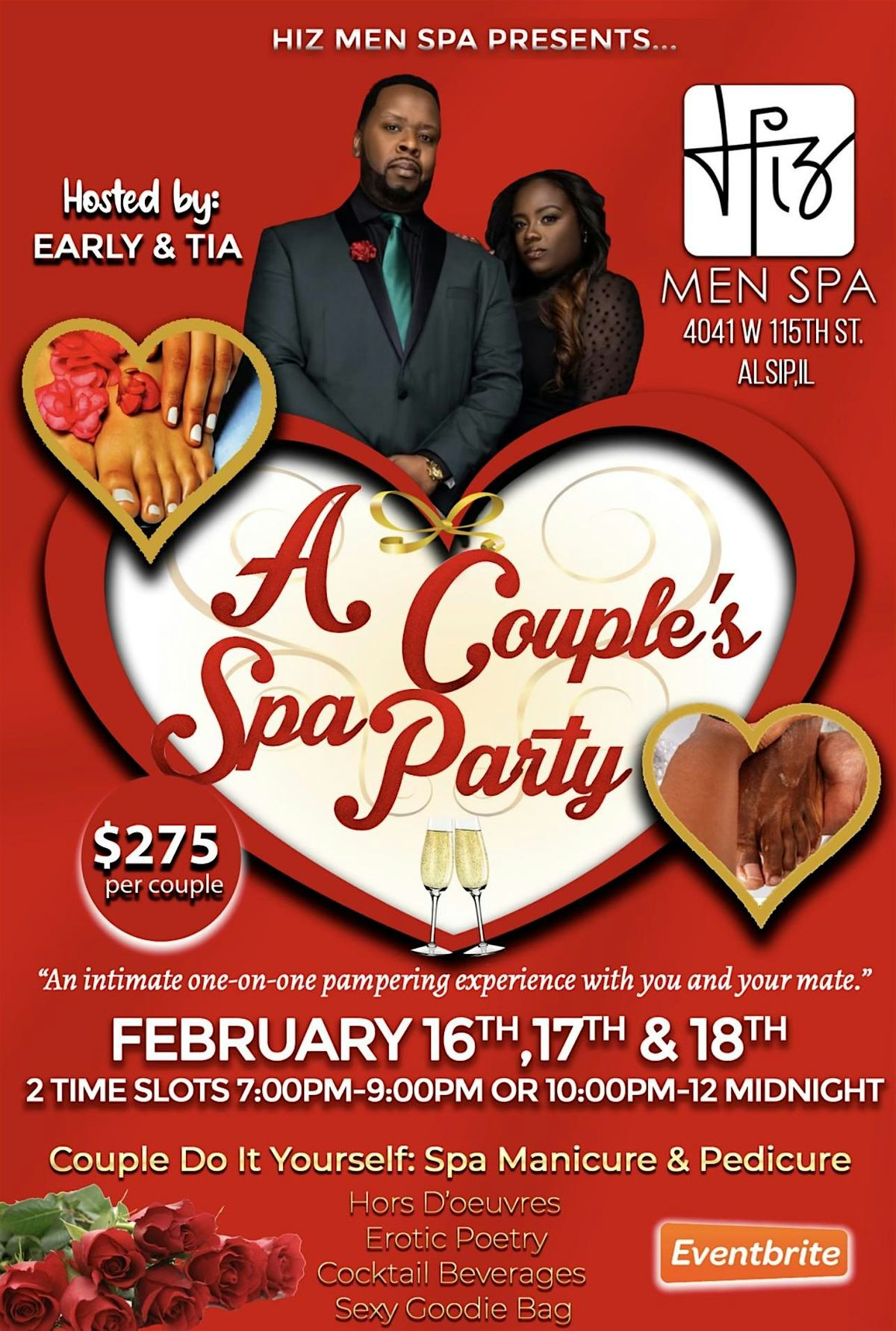 Couples Spa Party, Hiz Men Spa, West 115th Street, Alsip, IL, USA, February 18 2024 AllEvents.in
