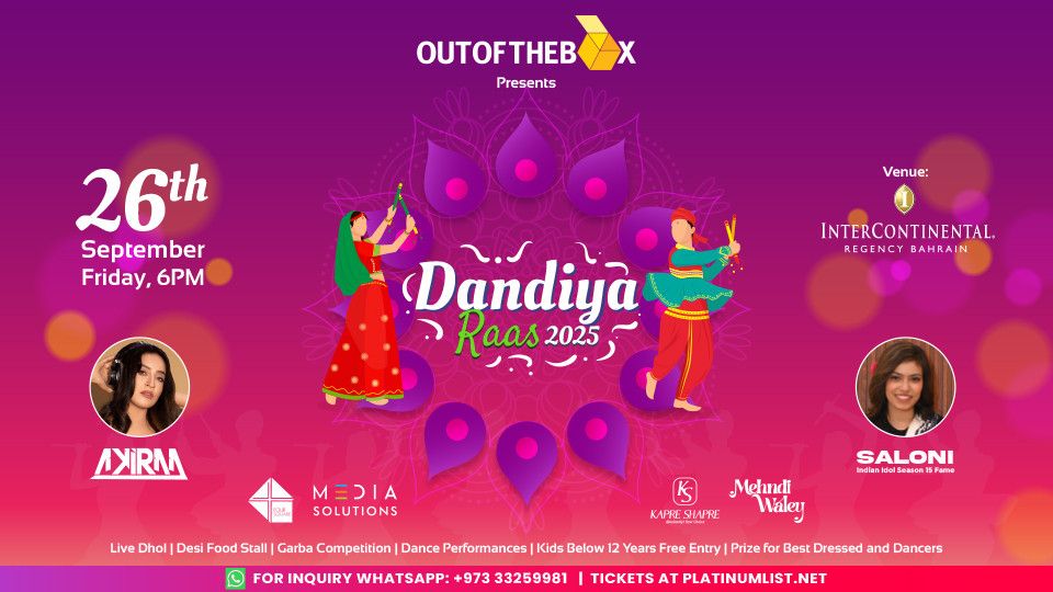 Dandiya Raas 2025 by Out of the Box, 26 September | Event in Manama | AllEvents