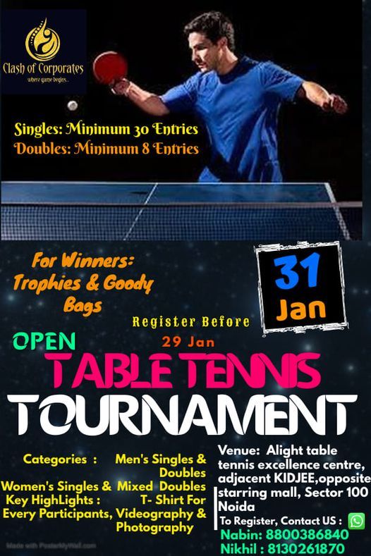 Open Table Tennis Tournament 3rd Edition, Alight Table Tennis