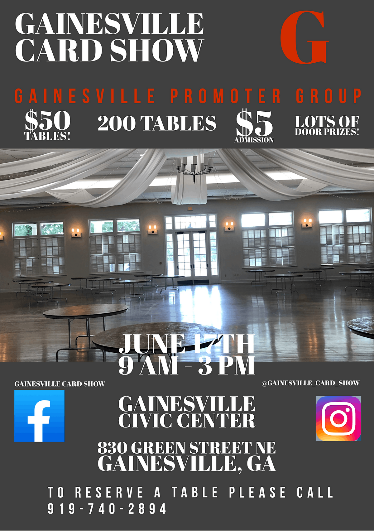 Gainesville Card Show (200 Tables), 830 Green St NE, Gainesville, June