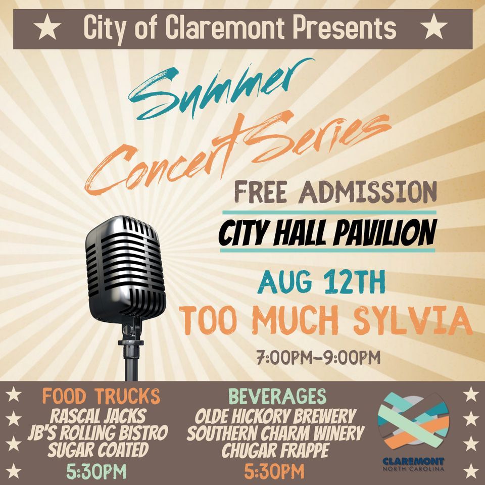 Summer Concert SeriesToo Much Sylvia, 3288 E Main St, Claremont, NC