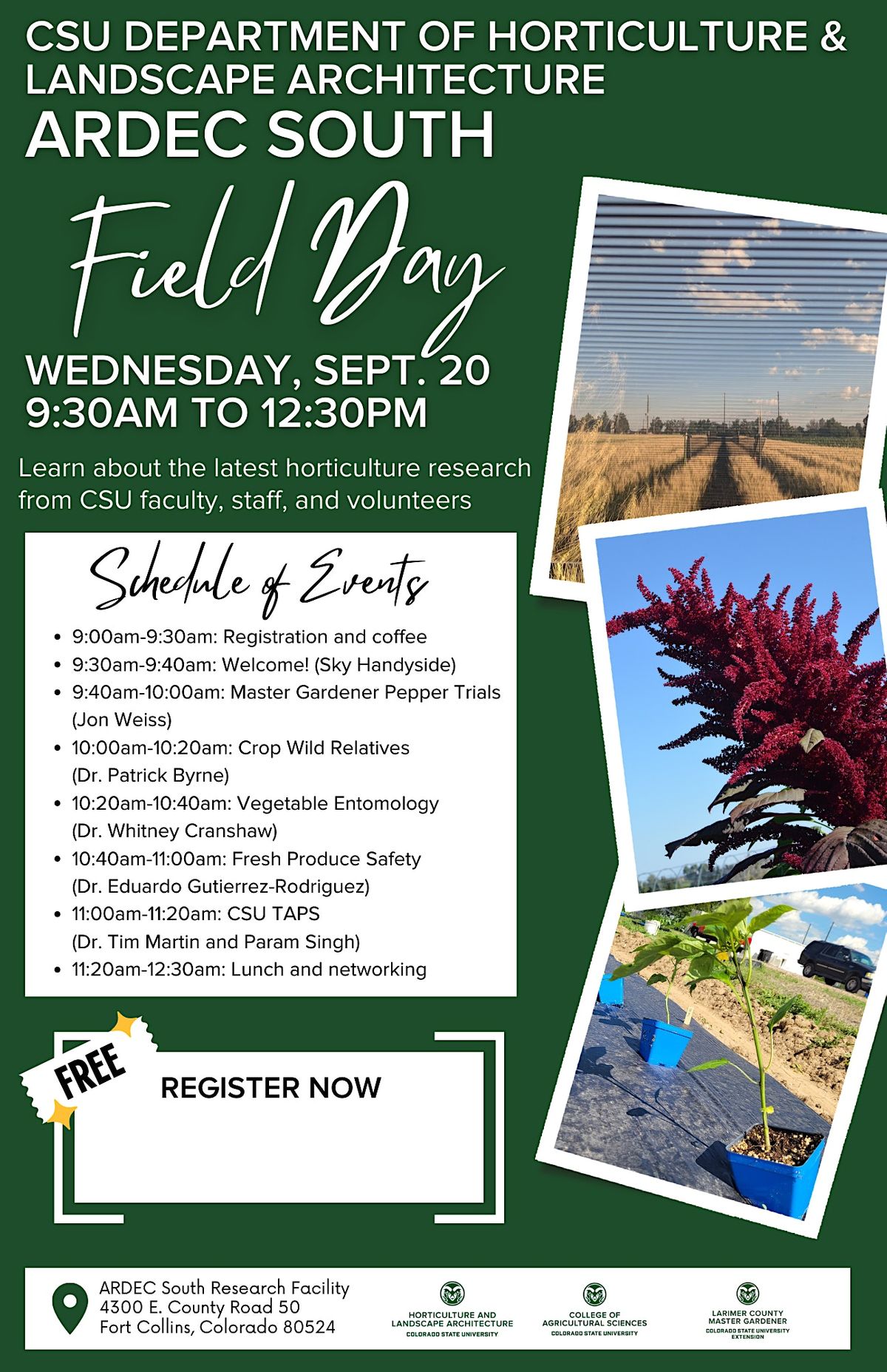 Ardec South Horticulture Field Research Center ARDEC South Field day, 4300 E Co Rd 50, Fort Collins, 20 September 2023