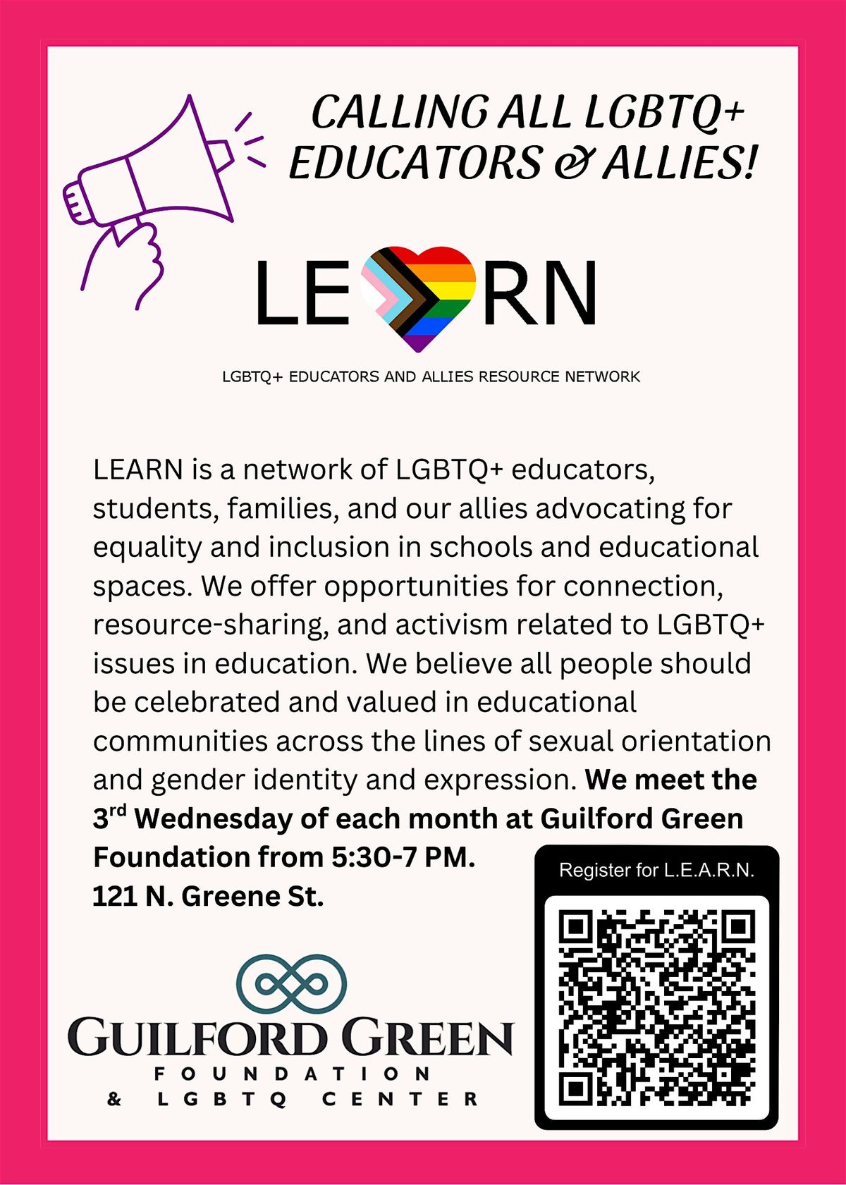 3rd Wednesday LGBTQ+ Educator's Network | Event in Greensboro | AllEvents