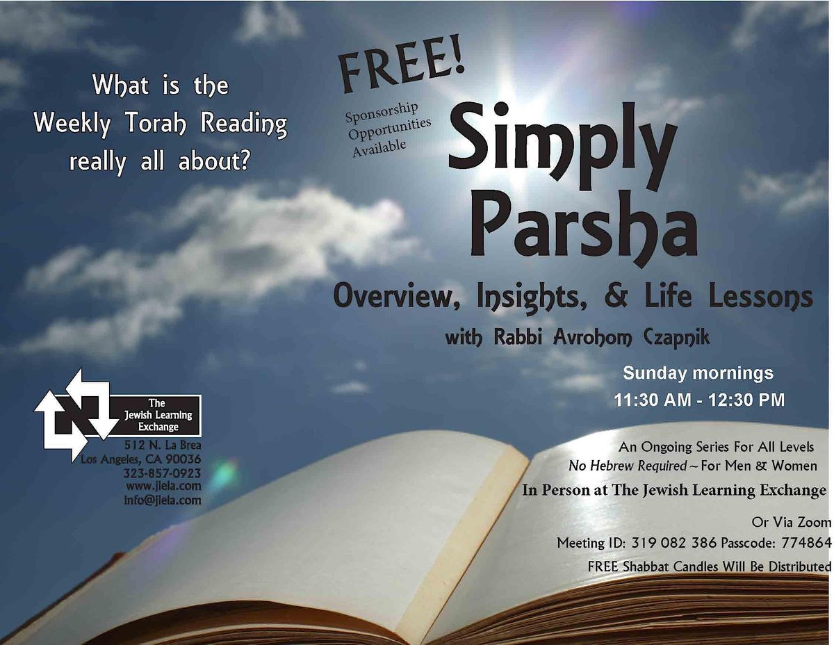 Simply Parsha with Rabbi Avrohom Czapnik, 512 N La Brea Ave, Los
