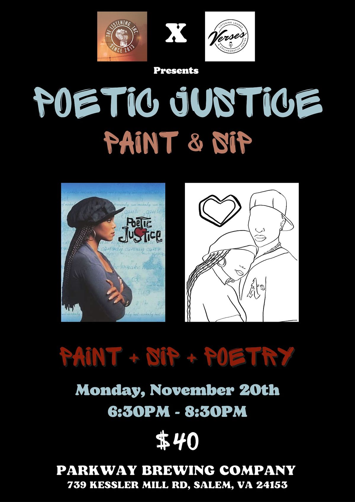 Poetic Justice Paint & Sip, Parkway Brewing Company, Salem, November 20