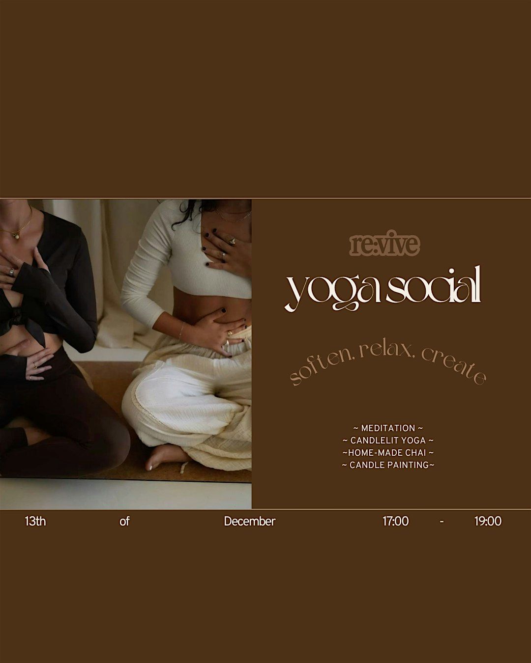 re:vive yoga social, 13 December | Event in Highfield | AllEvents